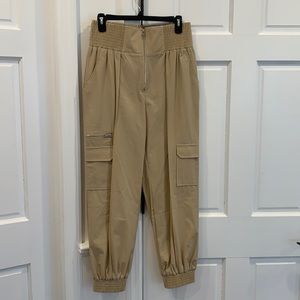 Zip Front Cargo Pant in Beige